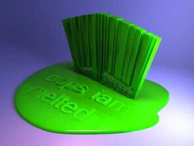 Melted Bar-code with text Low-poly 3D model