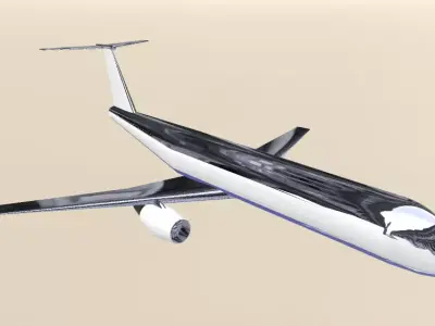 Fictional Twin Engine T-Tail Jetliner 7N7-300 Inspired 3D model