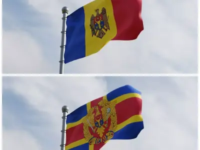 Animated Moldova Flags 3D model