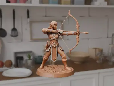Elf Archer Miniature - 28mm Printable  3D model