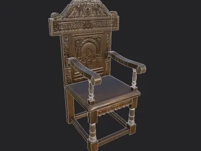 carving wood chair  Low-poly 3D model