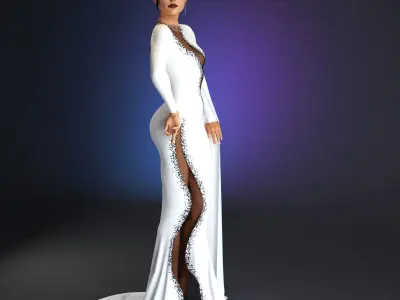 Evening Dress in 3DS Max - Marvelous Designer and clo3d No - 19  3D model