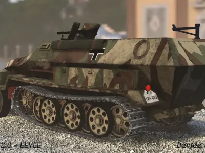 Half-track SDKFZ C military German Truck Low-poly 3D model