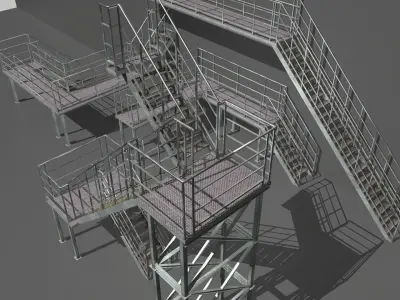 Industrial Stairs Modular  Low-poly 3D model