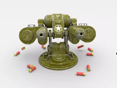 Machine Gun or Turret  Free low-poly 3D model