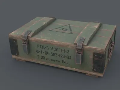 WW2 Soviet hand grenade crate - military box Low-poly 3D model