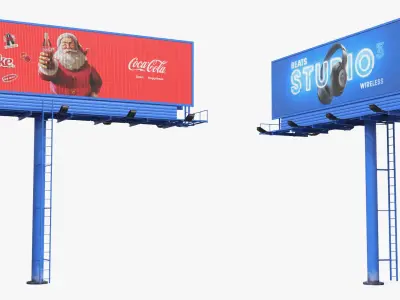 Rotating Billboard on Monopole with Ladder Brand 3D model