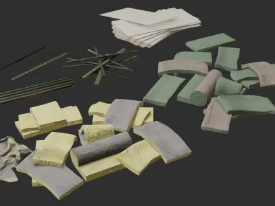 Plaster Plates and Insulations Low-poly 3D model