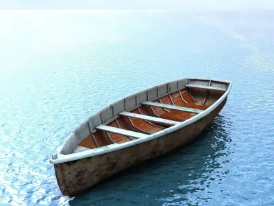 Wooden Boat Low-poly 3D model