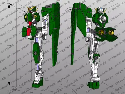 Dynames Gundam Armor - DIY Cosplay Pepakura Foam Template Low-poly 3D model