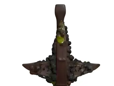 Weathered Rusty Ship Anchor with Chain Low-poly 3D model