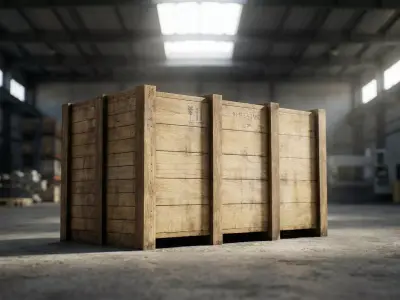 Large wooden box Low-poly 3D model