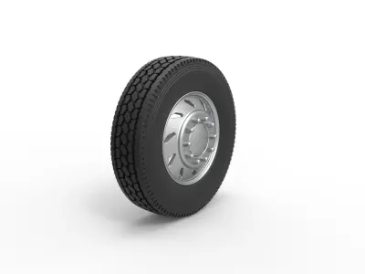 10 Triangular Hole Front wheel of semi truck V3 Scale 1 to 25 3D print model