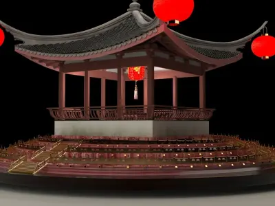 Chinese ancient  pavilion  3D model purchase