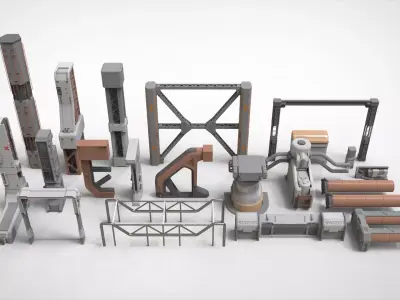 sci-fi Architecture kitbash 6 3D model