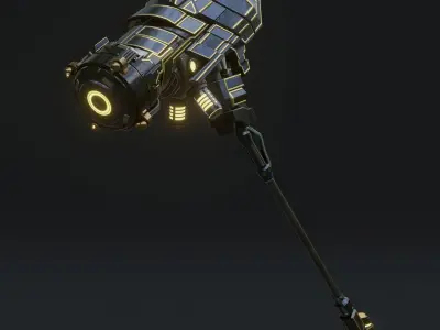 Sci Fi Hammer weapon PBR mid-poly Gameready Low-poly 3D model