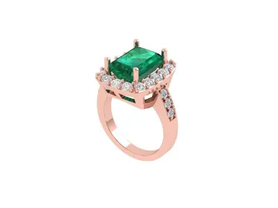 Emerald Art Deco Ring 3D print model 35