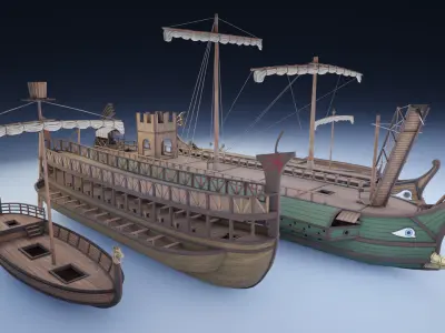 Ancient Ships Low-poly 3D model