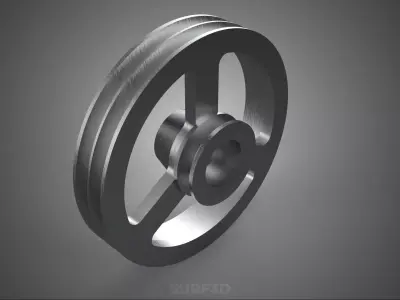 2 STEP STEPPED PULLEY CHANNEL GROOVE SHEAVE V BELT TRACTOR WHEEL 3D model
