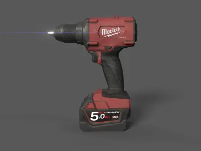 cordless screwdriver Low-poly 3D model