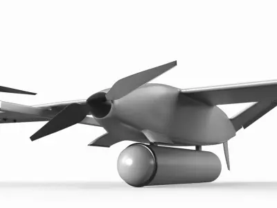 Hybrid VTOL UAV with Radar Equipment Gray Rigged for Cinema 4D 3D model