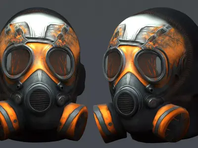 Gas mask helmet 3d model military combat fantasy cyborg Low-poly 3D model 2