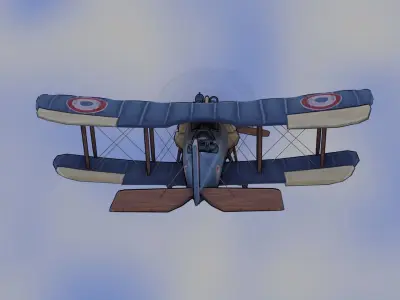 Stylized WW1 Plane Low-poly 3D model