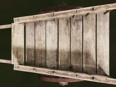 Old Wooden Rusted Cart Low-poly 3D model