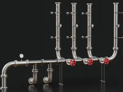 Modular Pipes - Tutorial - 3D Model with texture Low-poly 3D model