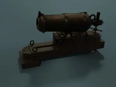 Carronade Cannon 32lbs Low-poly 3D model