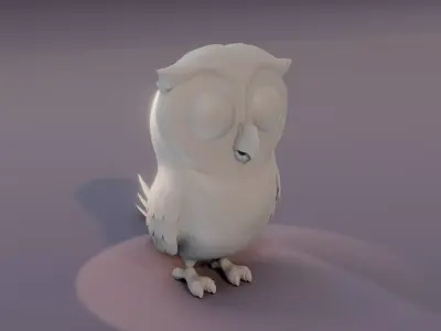 Cartoon Owl Rigged Base Mesh 3D Model Low-poly 3D model