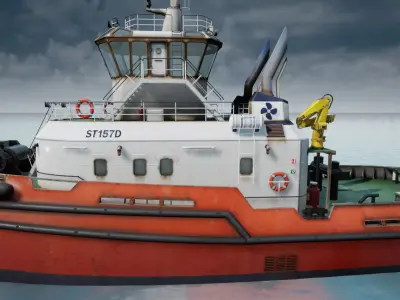 Tug Ship tugboat - low poly Low-poly 3D model