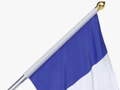 France Cloth Flag Wall Mount Animated 3D model