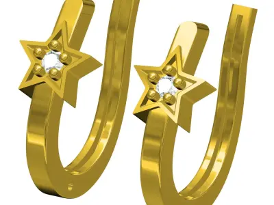 Single Diamond Star Earring 3D print model