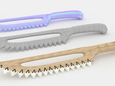 combat knife made from the teeth of sharks Low-poly 3D model