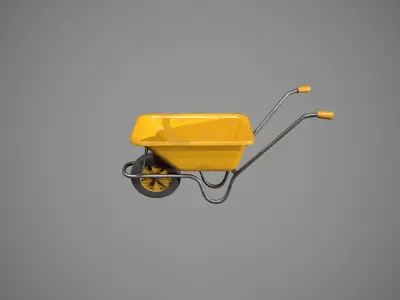 Yellow Wheelbarrow Low-poly 3D model