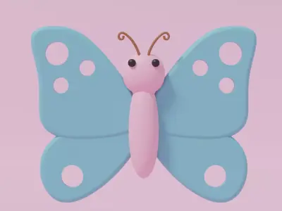 Cartoon Cute Butterfly 4 3D model