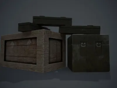 Military Crates Collection Low-poly 3D model