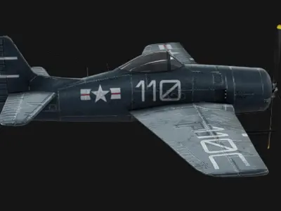 Grumman F8F F-2 Bearcat Low-poly 3D model