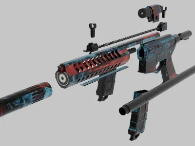 P-416 airsoft rifle with paint job Free low-poly 3D model