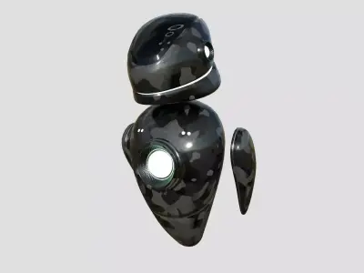 Flying Robot 10 Military Camouflage - Character SciFi Design Low-poly 3D model