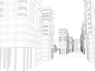Urban highrise building ancillary building commercial building 3D model purchase