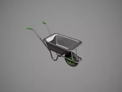 Metal-Green Wheelbarrow Low-poly 3D model