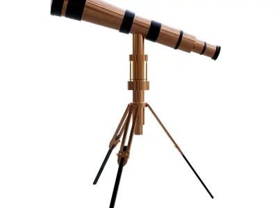 Copper Telescope Low-poly 3D model