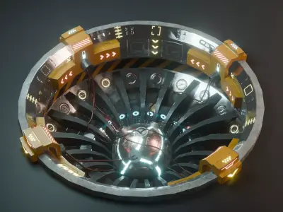 Underground Nuclear Power Plant Reactor SciFi Low Poly Gameready Low-poly 3D model