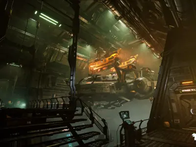 Sci-Fi Spaceship Hangar Environment Low-poly 3D model