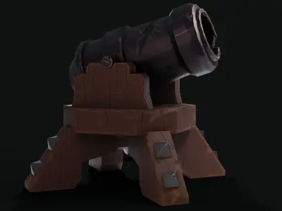 Stylized Cannon Low-poly 3D model purchase