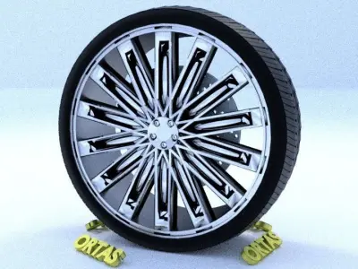ORTAS CAR RIM 48 GAME READY RIM TIRE AND DISC 3D model
