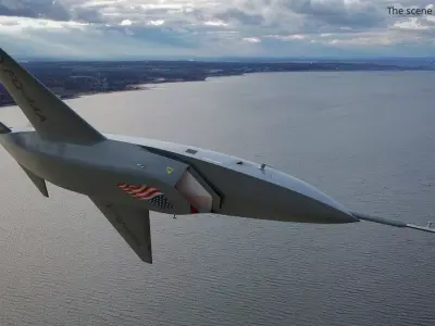YFQ-44A Armed Fighter Aircraft with Missiles Gunmetal Grey 3D model
