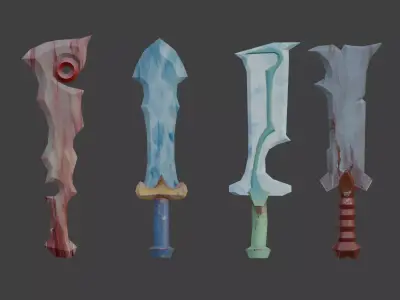 Stylised swords low-poly game ready Low-poly 3D model Low-poly 3D model
